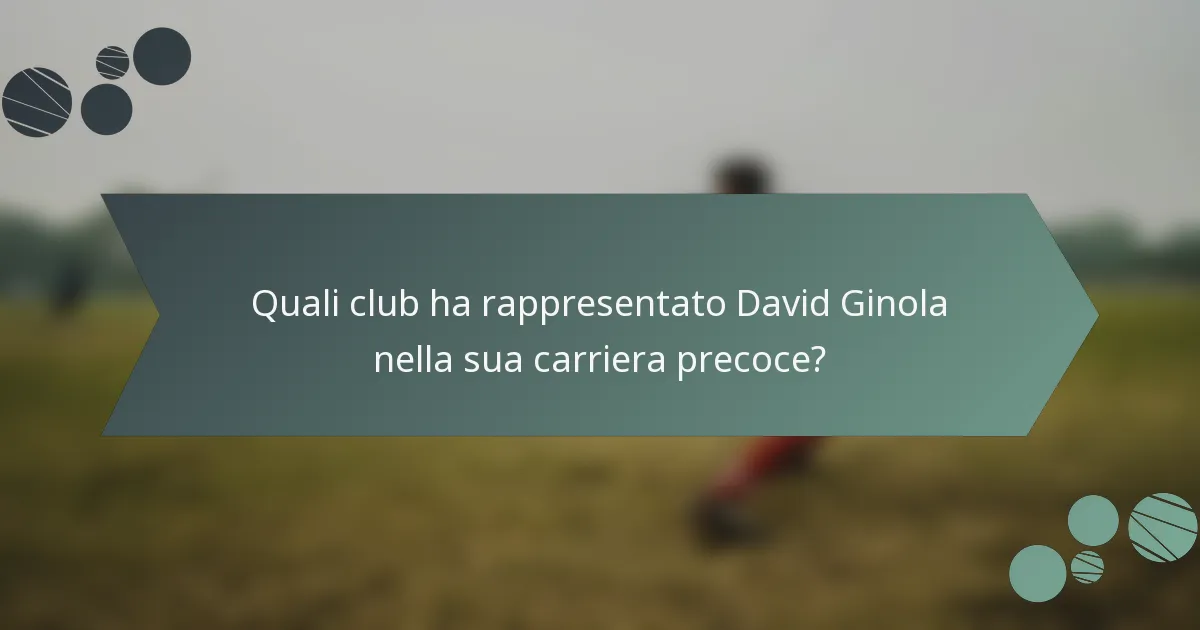 Quali club ha rappresentato David Ginola nella sua carriera precoce?