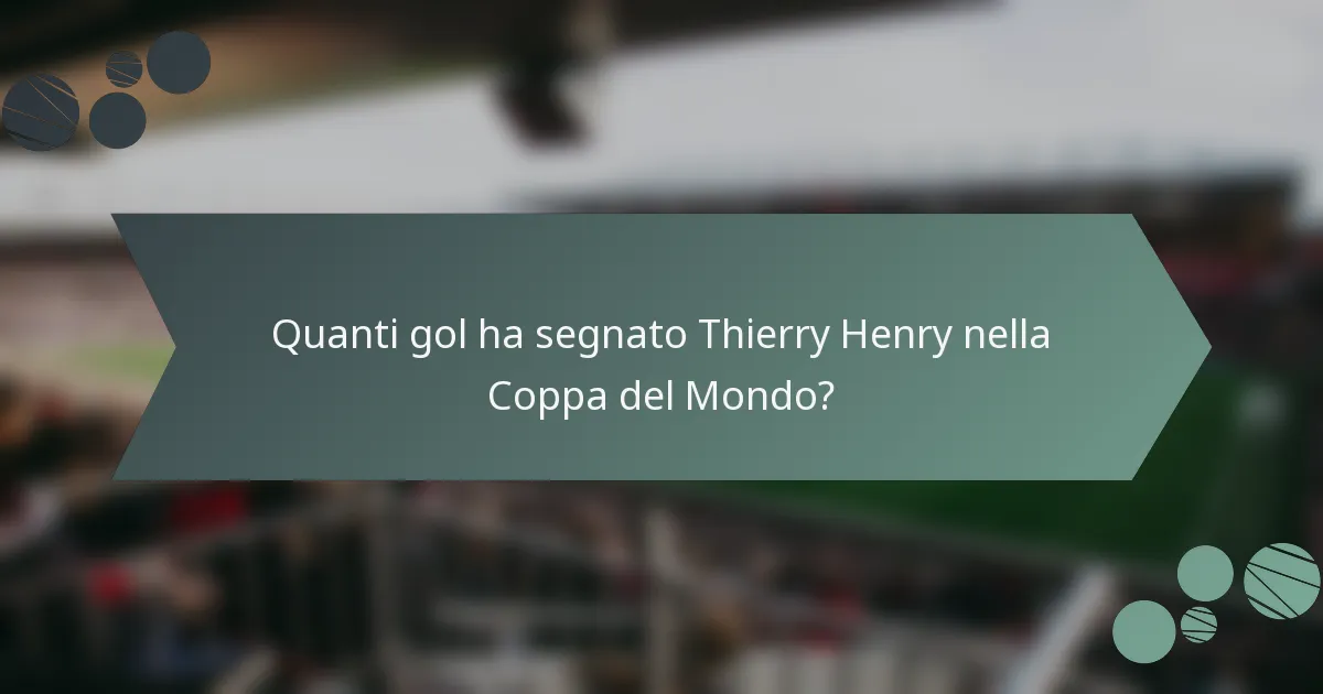 Quanti gol ha segnato Thierry Henry nella Coppa del Mondo?